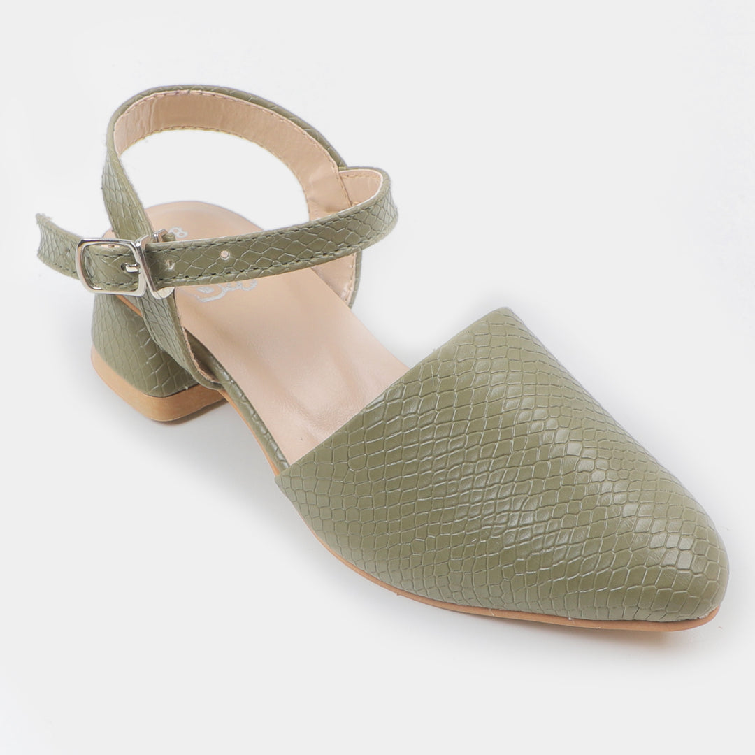 Girls Pump Heel 456-6-Green