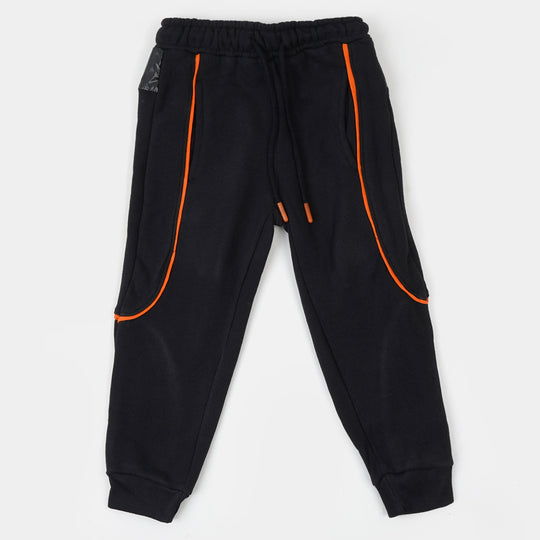 Boys Terry And Fleece Pajama Orange Piping - BLACK