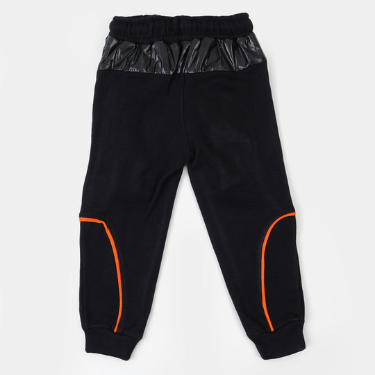 Boys Terry And Fleece Pajama Orange Piping - BLACK