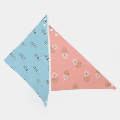 Baby Care Bib 2Pcs Triangle - Pink/Blue