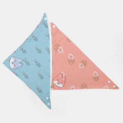 Baby Care Bib 2Pcs Triangle - Pink/Blue