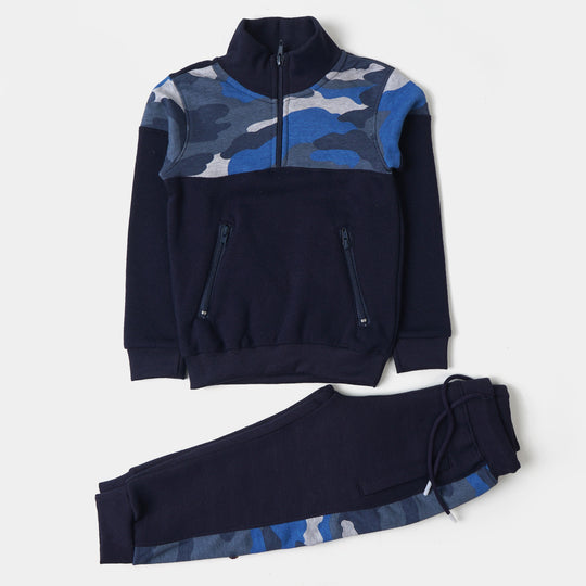 Boys 2 PCs Suit Navy Camouflage - Navy Blue