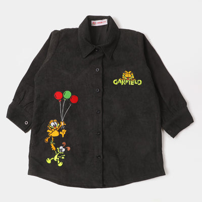 Girls Embroidered Top Cat  - BLACK
