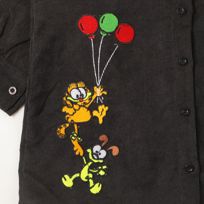 Girls Embroidered Top Cat  - BLACK
