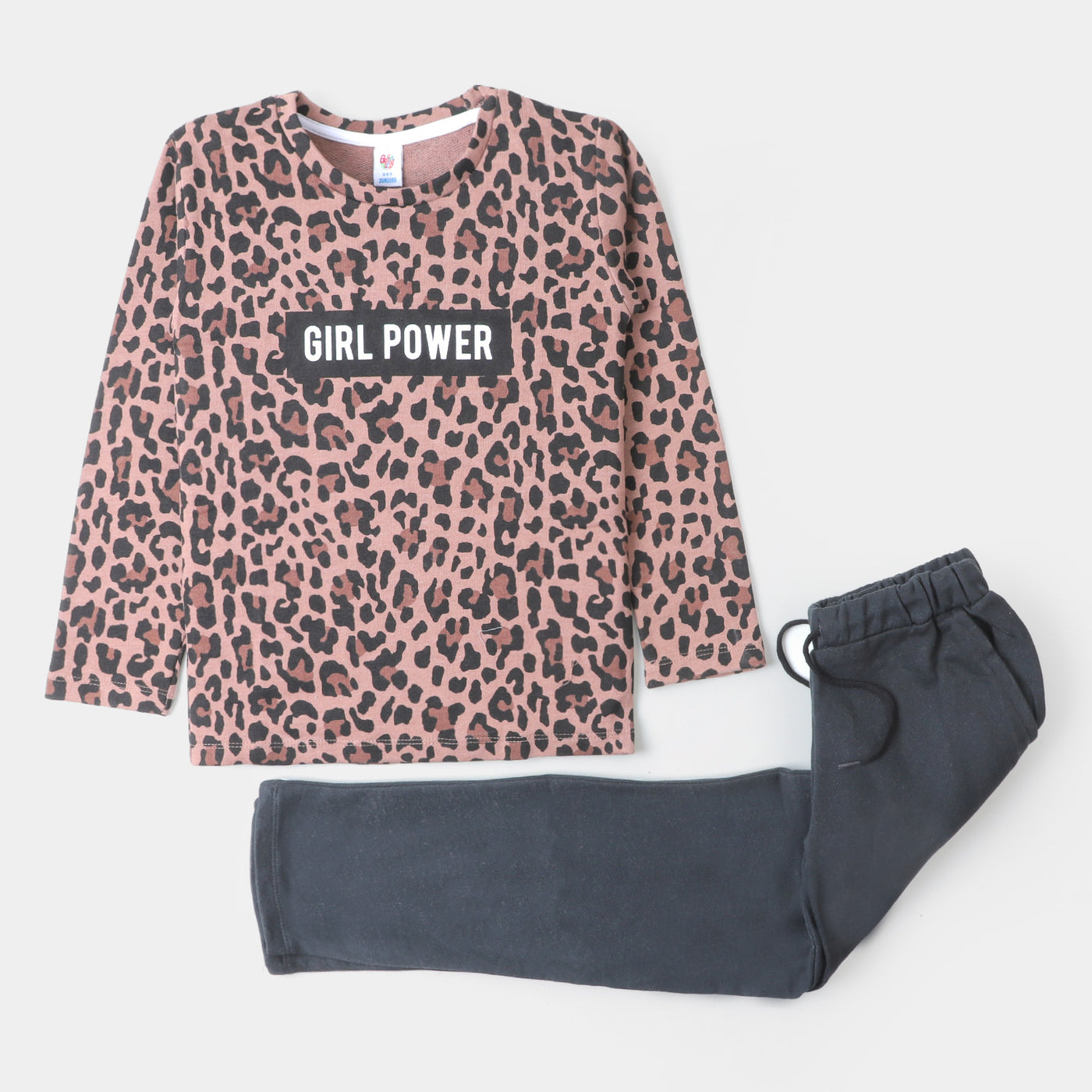 Girls 2 Pcs Suit Girl Power - Cheetah Print