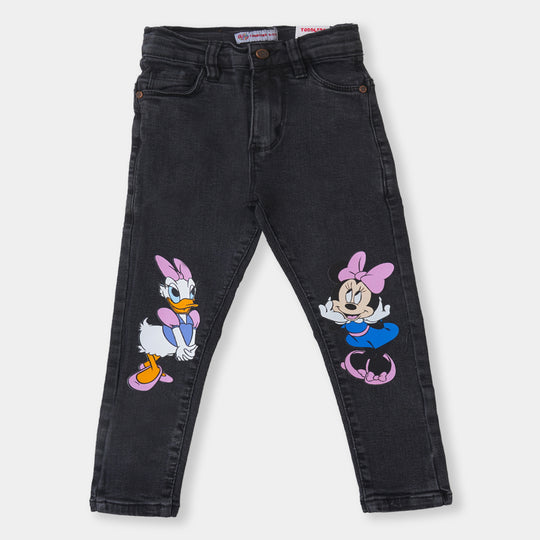 Girls Pant Denim Character - Charcoal