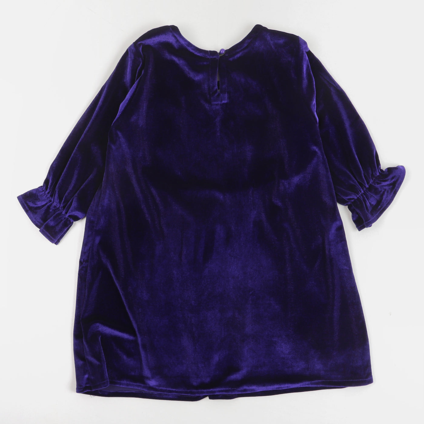 Girls Velvet Embroidered Top Hanging Tassels - Purple