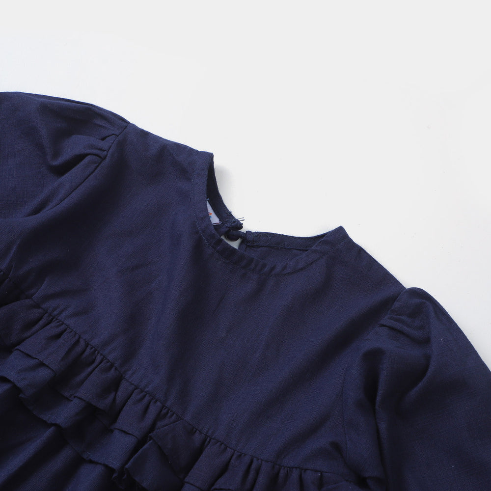 Girls EMB Top Flamingo-Navy