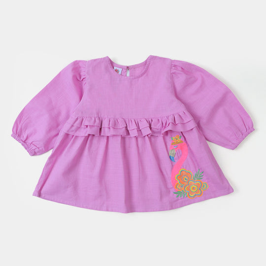 Girls EMB Top Floret Flamingo - L. Purple