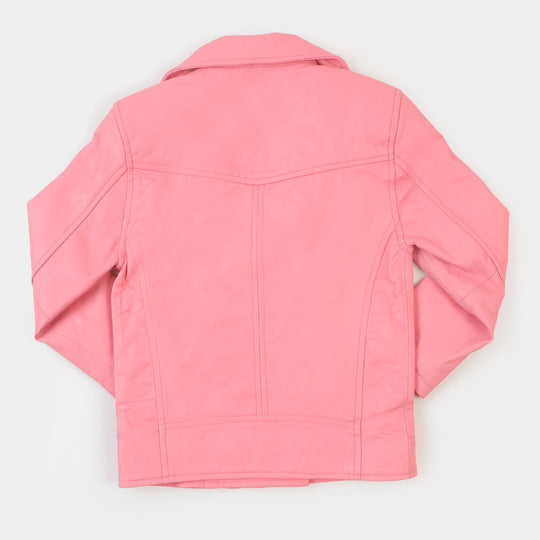 Girls Genuine Sheep Leather Jacket - Pink