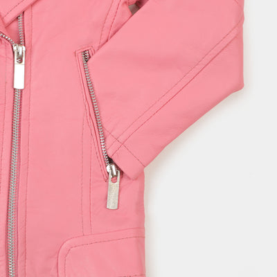 Girls Genuine Sheep Leather Jacket - Pink