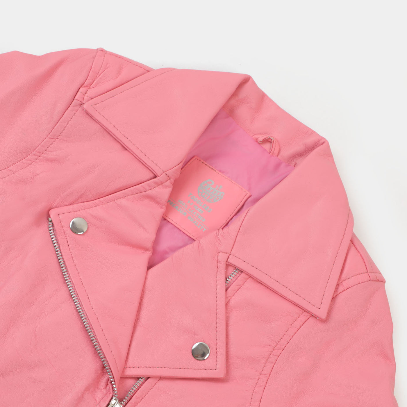 Girls Genuine Sheep Leather Jacket - Pink