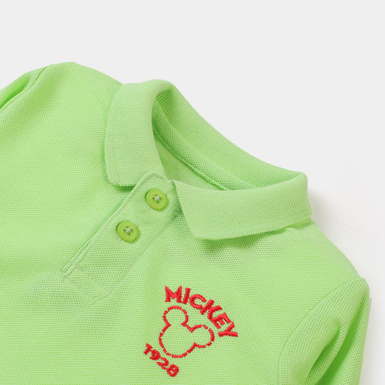 Infant Boys Polo F/S Character T-Shirt- Sharp Green