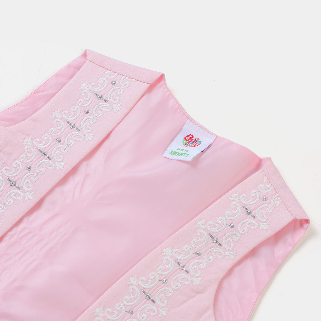 Infant Boys Embroidered 3Pcs Suit -Pink