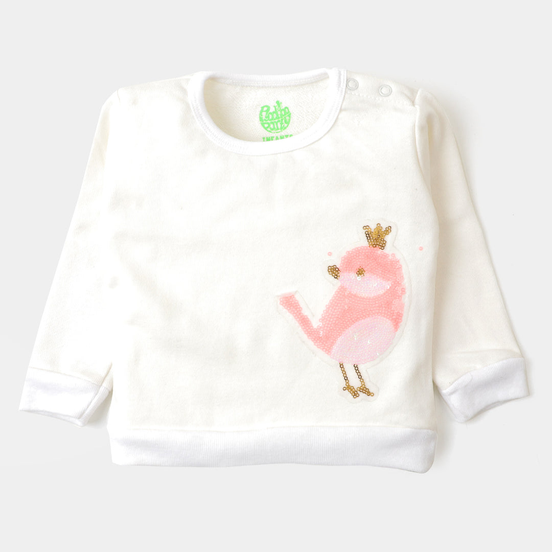 Infant Girls Sweatshirt Bird - White