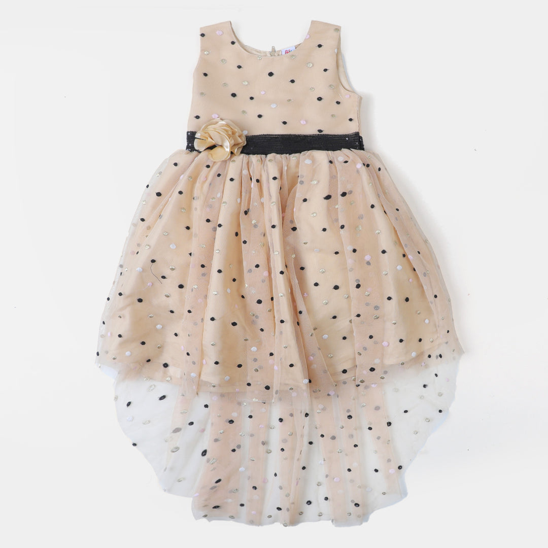 Girls Fancy Frock Polka Dots Sequins Belt - Cream