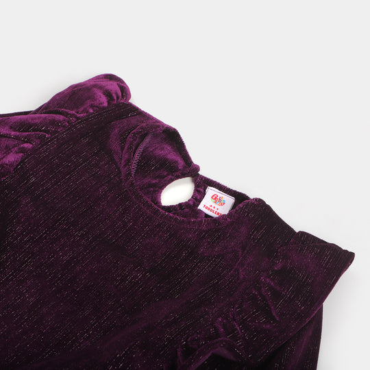 Girls Velvet Casual Top Glamorous - Purple