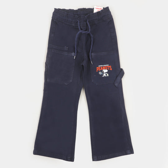 Girls Pant Cotton Peanuts - Navy Peony