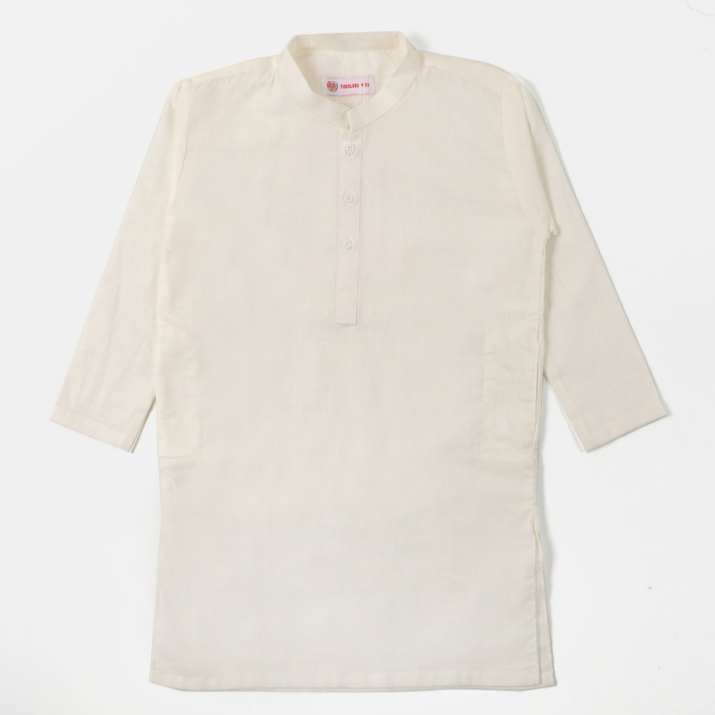 Boys Plain Slub Kurta Pajama - OFF-White