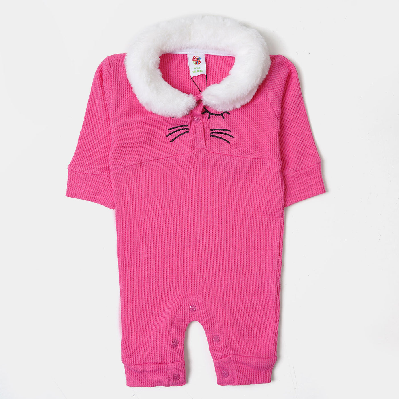 Infant Winter Girls knitted Romper Cat Face - Pink