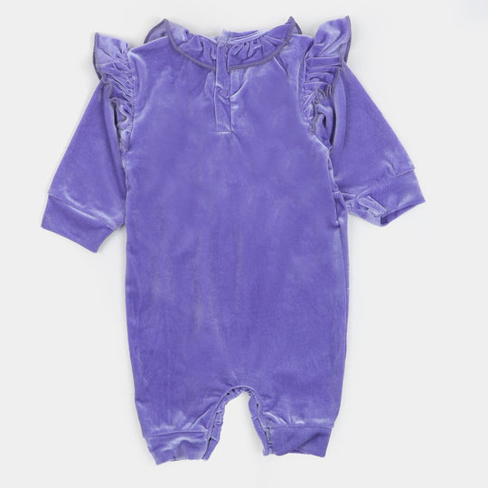 Infant Girls Velvet Romper Sweet - Purple