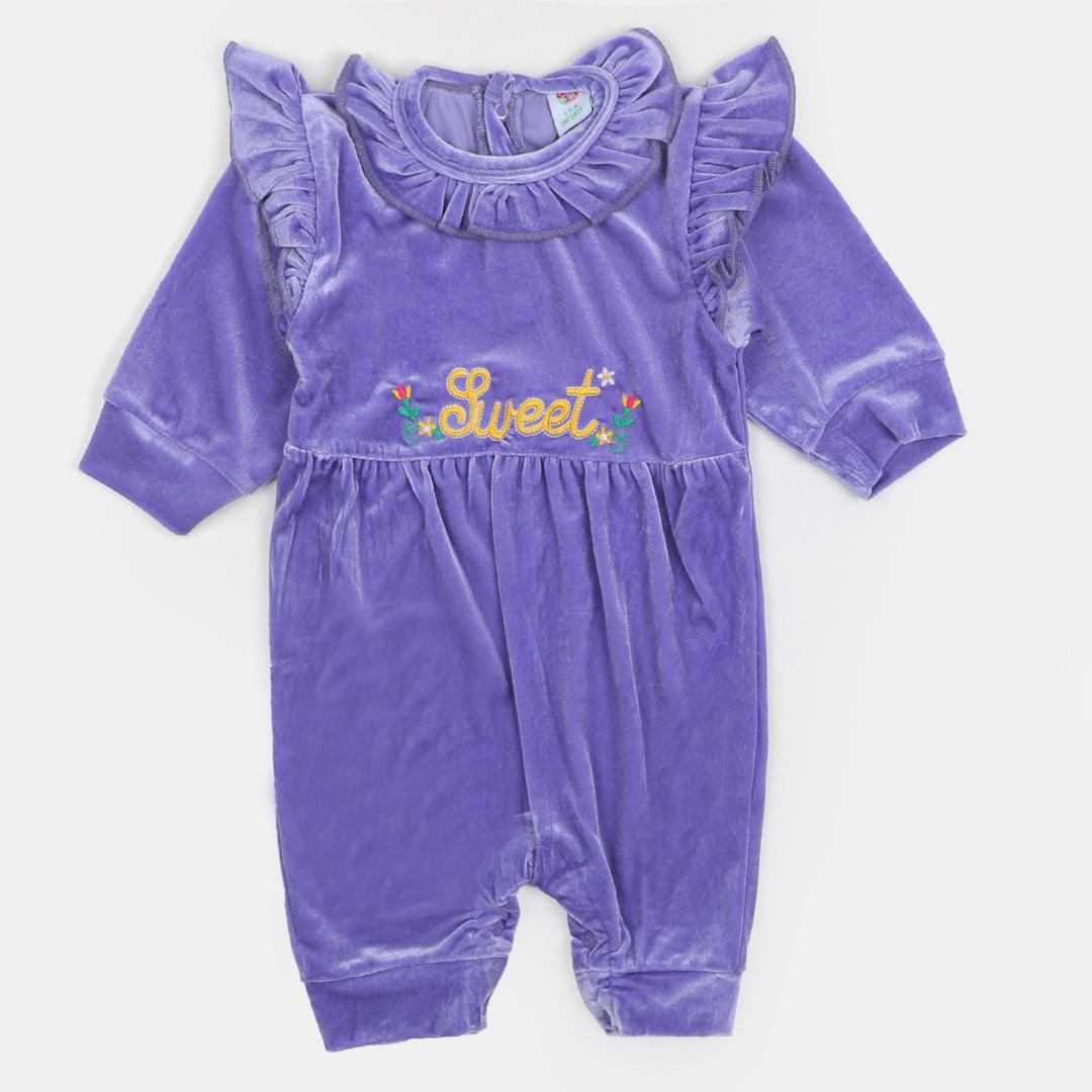 Infant Girls Velvet Romper Sweet - Purple