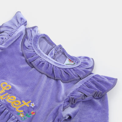 Infant Girls Velvet Romper Sweet - Purple