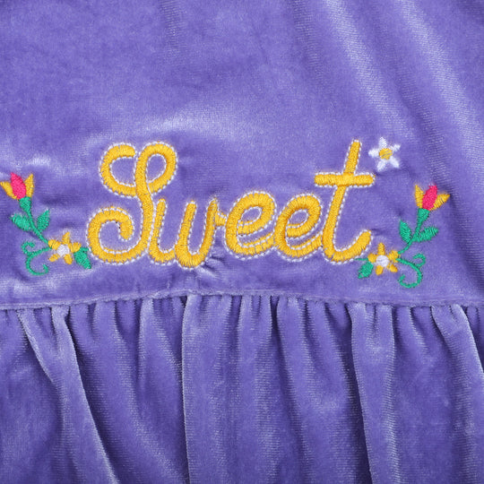 Infant Girls Velvet Romper Sweet - Purple