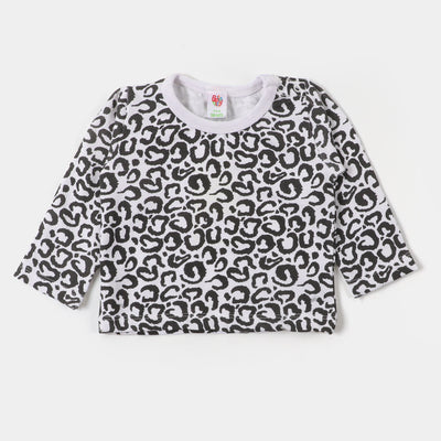 Infant Girls Knitted Suit Leopard Print- White/Black