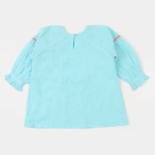 Girls Embroidered Top Flourish Girl - Sky Blue