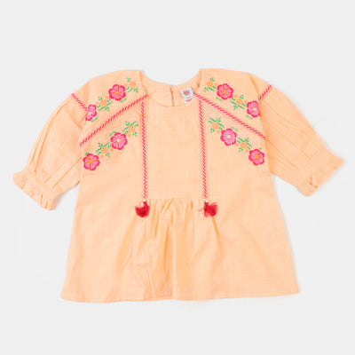 Girls Embroidered Top Flourish Girl - Peach