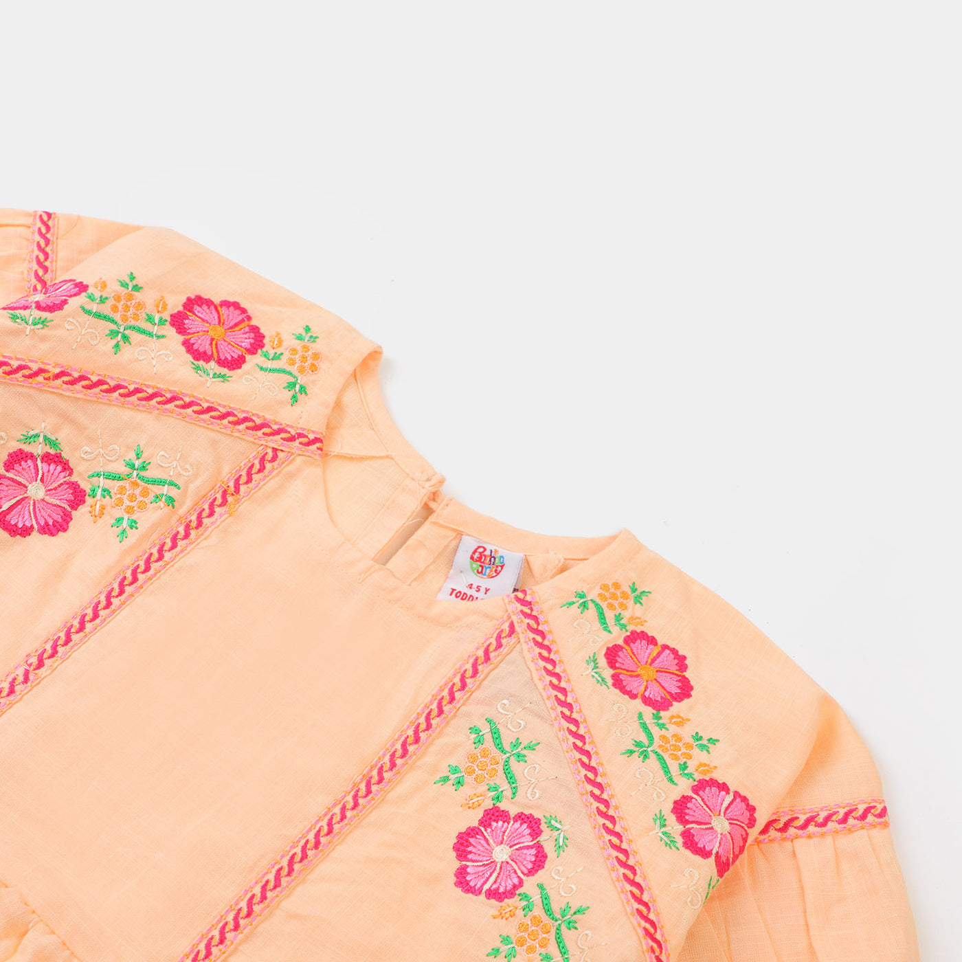 Girls Embroidered Top Flourish Girl - Peach