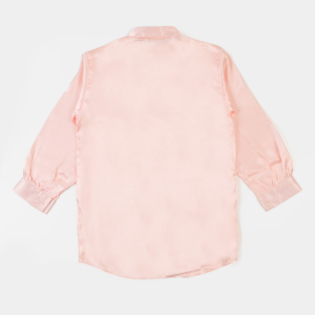 Teens Girl Casual Top Silk - Baby Pink