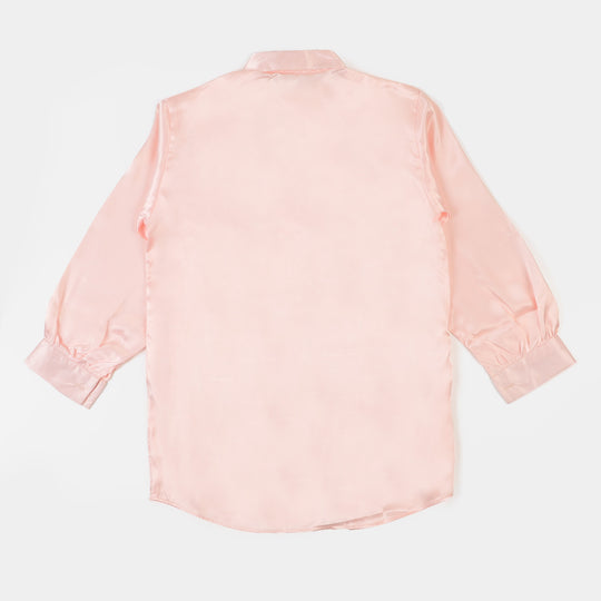 Teens Girl Casual Top Silk - Baby Pink