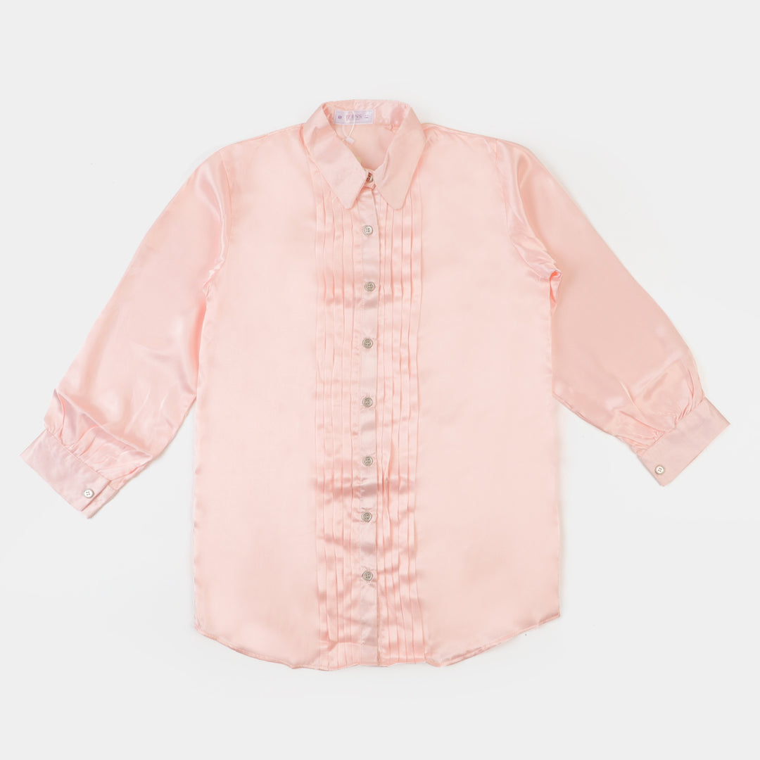 Teens Girl Casual Top Silk - Baby Pink