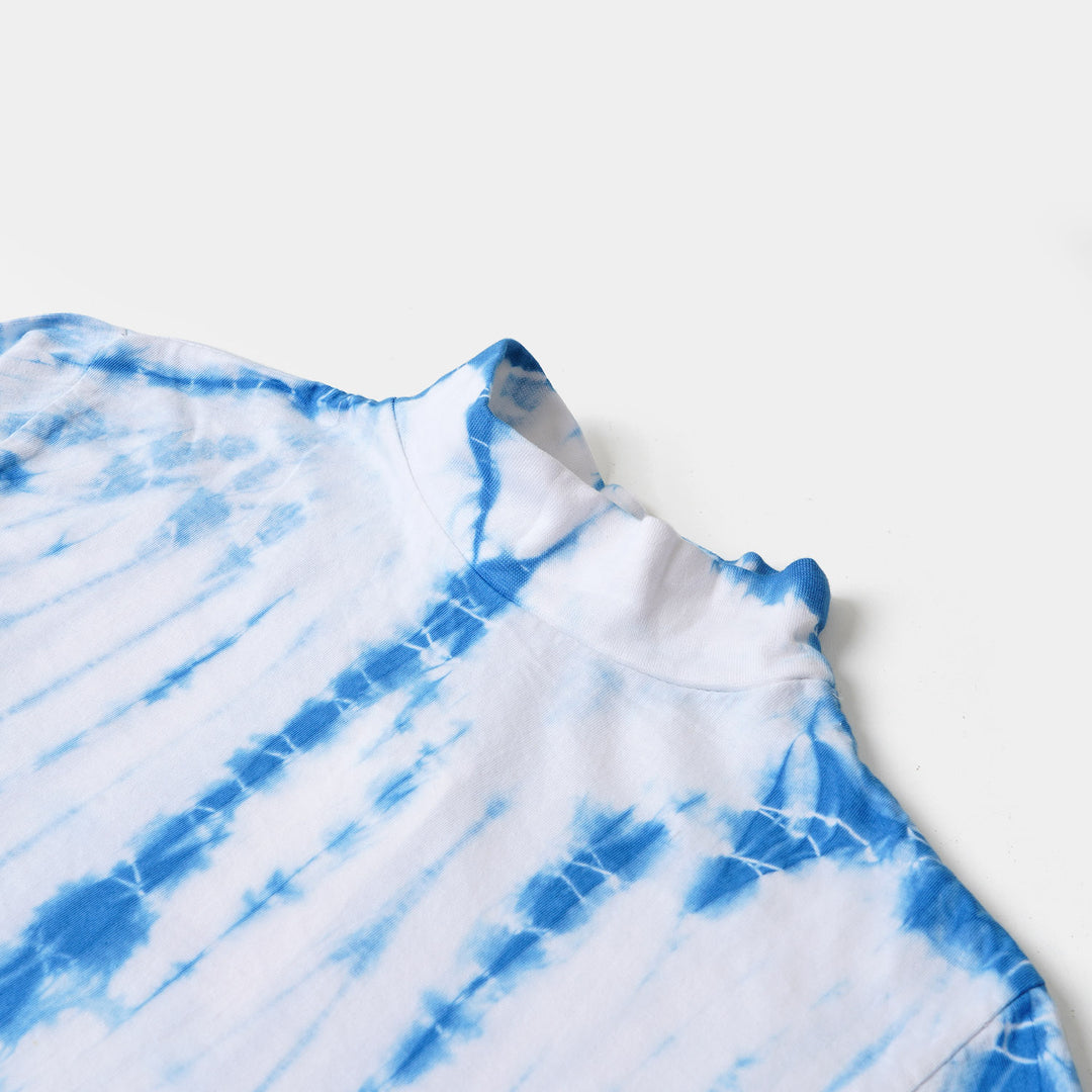 Teens Girls T-Shirt F/S Tie Dye - White/Blue