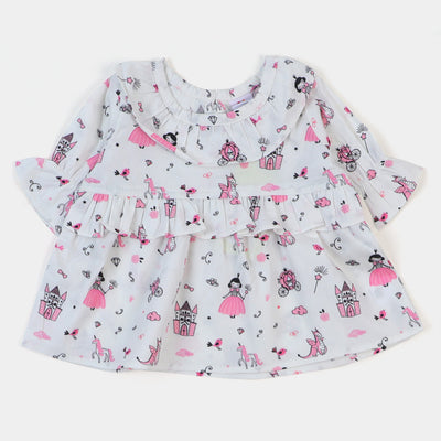 Infant Girls Casual Top Princess-White