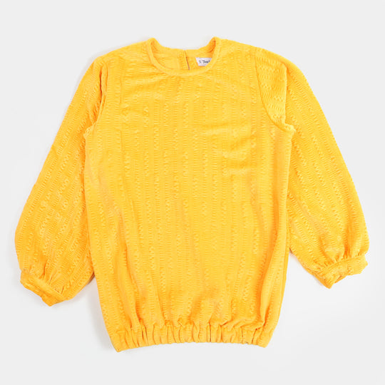 Teens Girls Velvet Top Hello There ! - Yellow