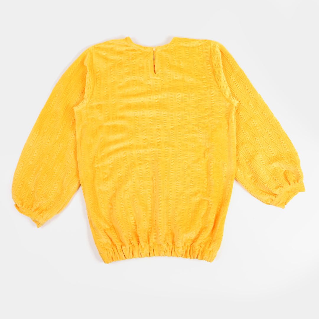 Teens Girls Velvet Top Hello There ! - Yellow