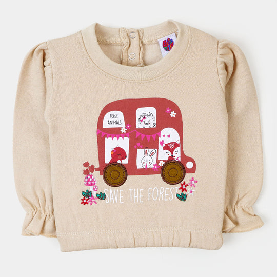 Infant Girls Sweatshirt Save The Forest-Beige