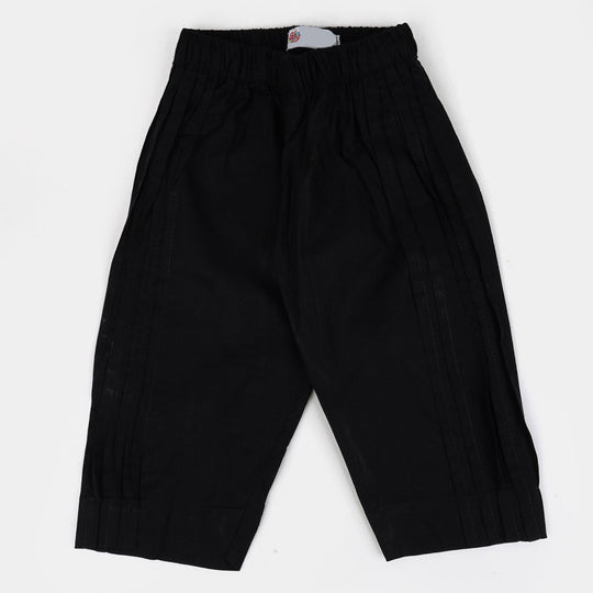 Girls Cotton Straight Pant - BLACK