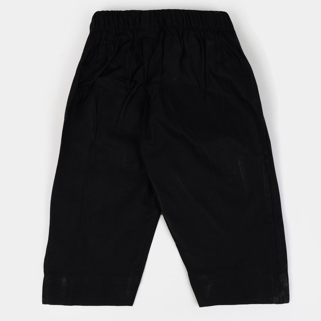 Girls Cotton Straight Pant - BLACK