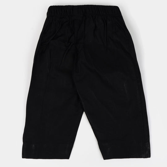 Girls Cotton Straight Pant - BLACK