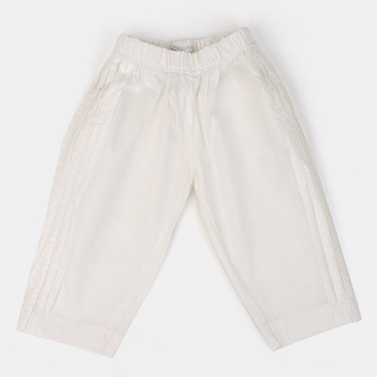 Infant Girls Cotton Straight Pant | White