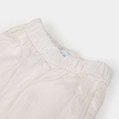 Infant Girls Cotton Straight Pant | White