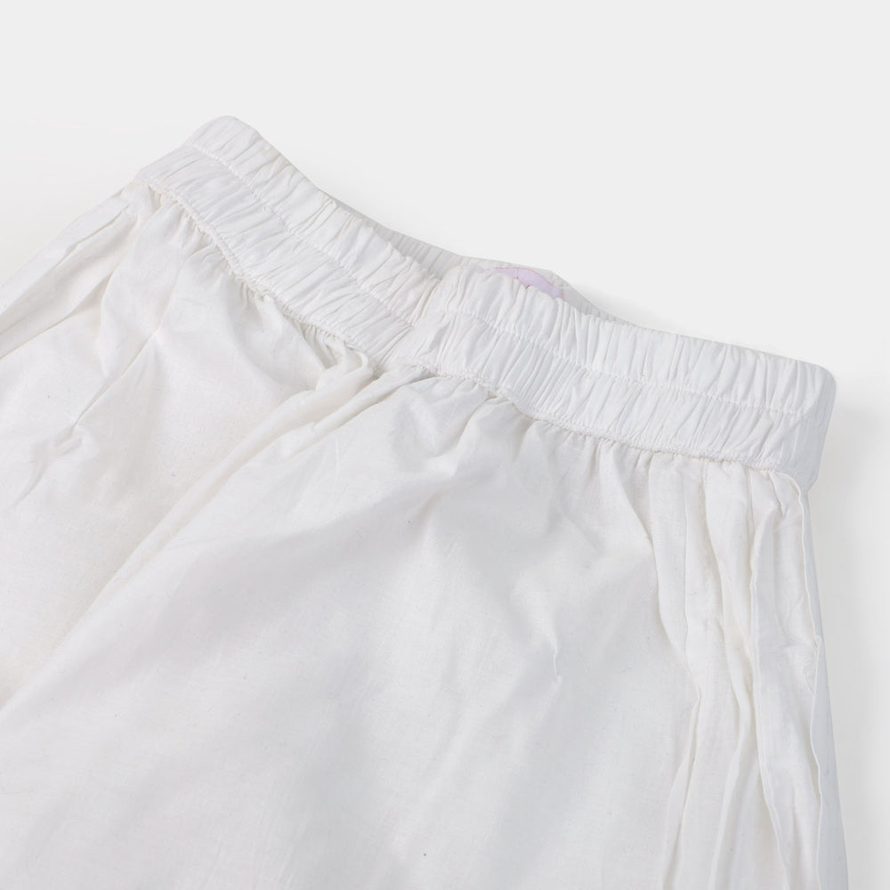 Girls Cotton Straight Eastern Pant | White