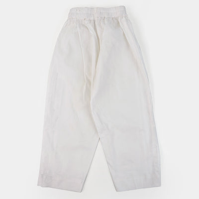 Girls Cotton Straight Eastern Pant | White