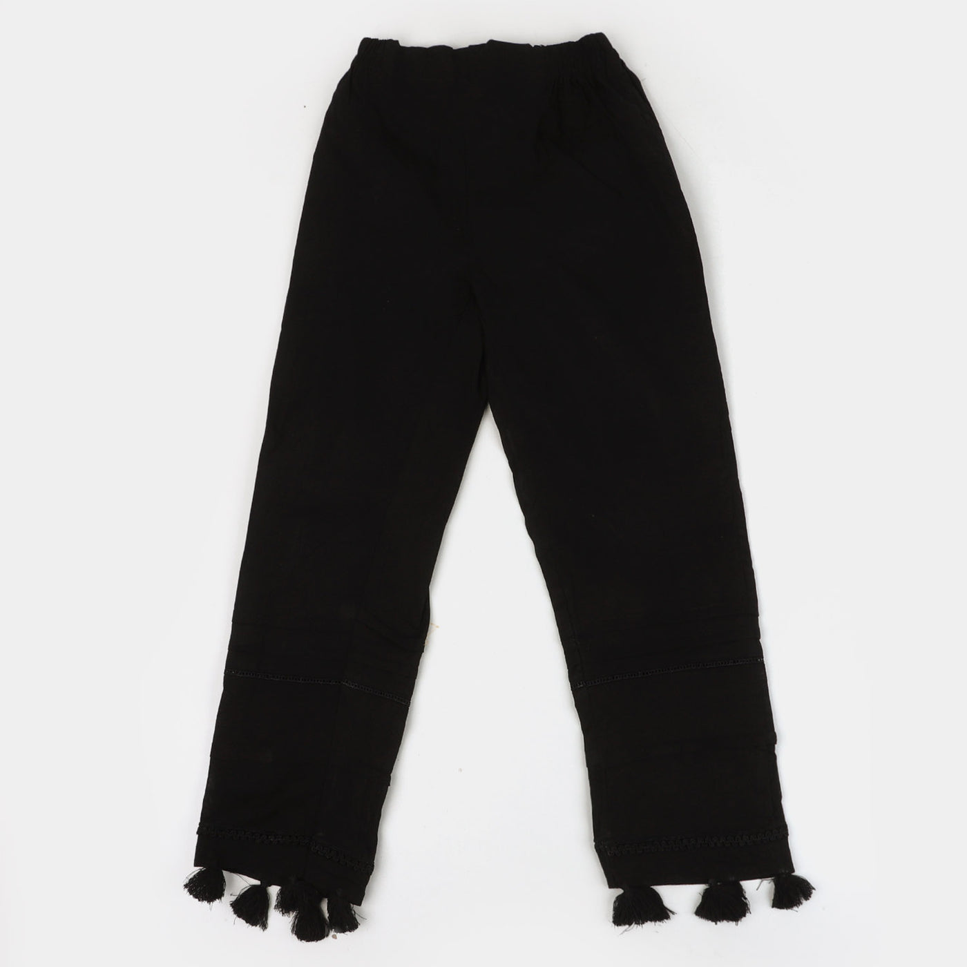 Girls Cotton Straight Pant- Black
