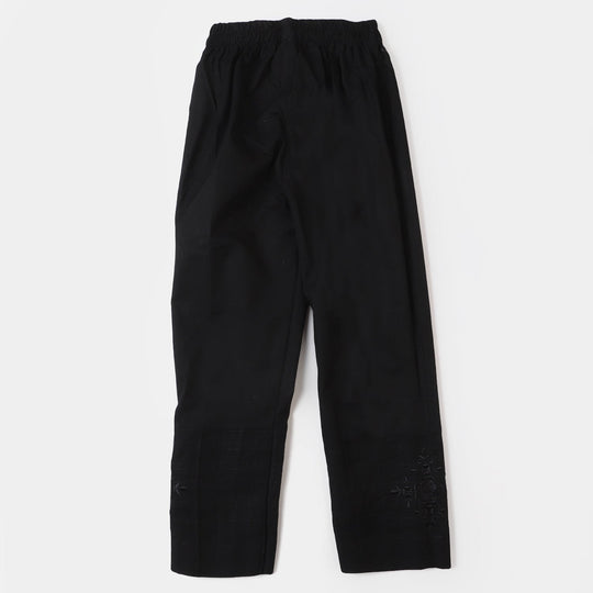 Girls Cotton Straight Eastern Pant - BLACK