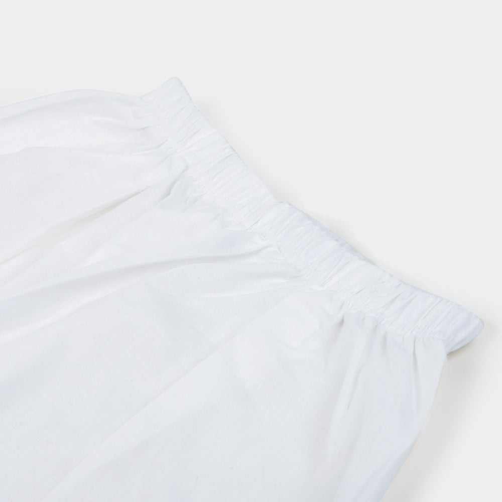 Girls Cotton Shalwar - White